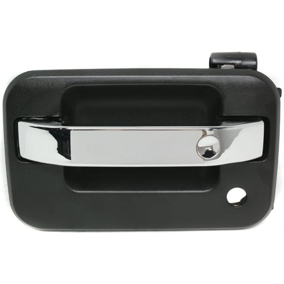 Replacement REPF462112 Exterior Door Handle Compatible with 2006-2008 Lincoln Mark LT 2004-2014 Ford F-150 Front, Left Driver Black bezel with chrome lever