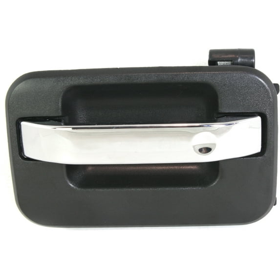 Replacement REPF491308 Exterior Door Handle Compatible with 2004-2014 Ford F-150 Rear, Left Driver Black bezel with chrome lever