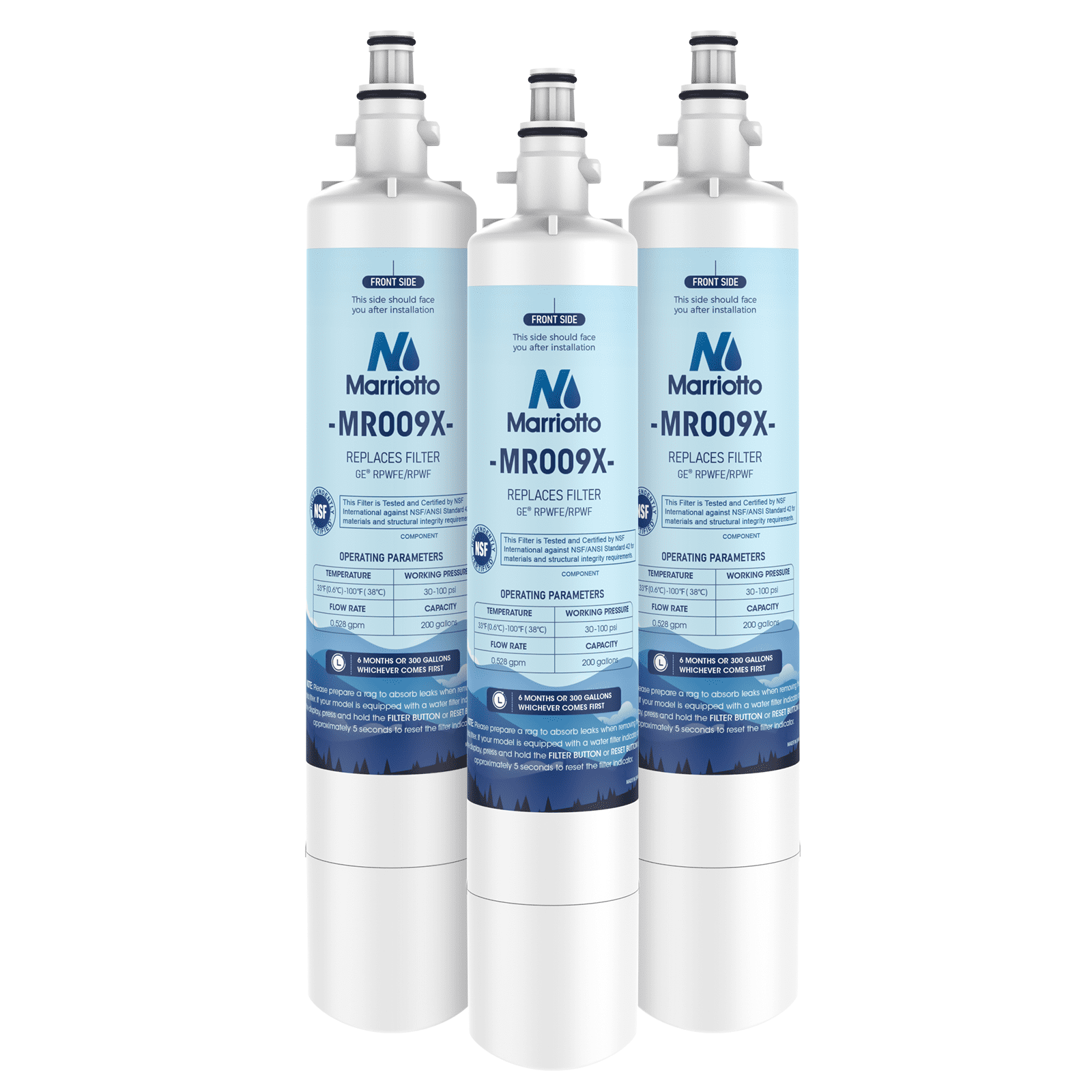 Replacement for RPWFE, RPWF (Built-in CHIP) Refrigerator Water Filter, Compatible with GFE28GYNFS, GFE28GELDS, PFE28KELDS, PFE28KYNFS, GFD28GELDS, PWE23KELDS, PWE23KMKES, 3 Pack