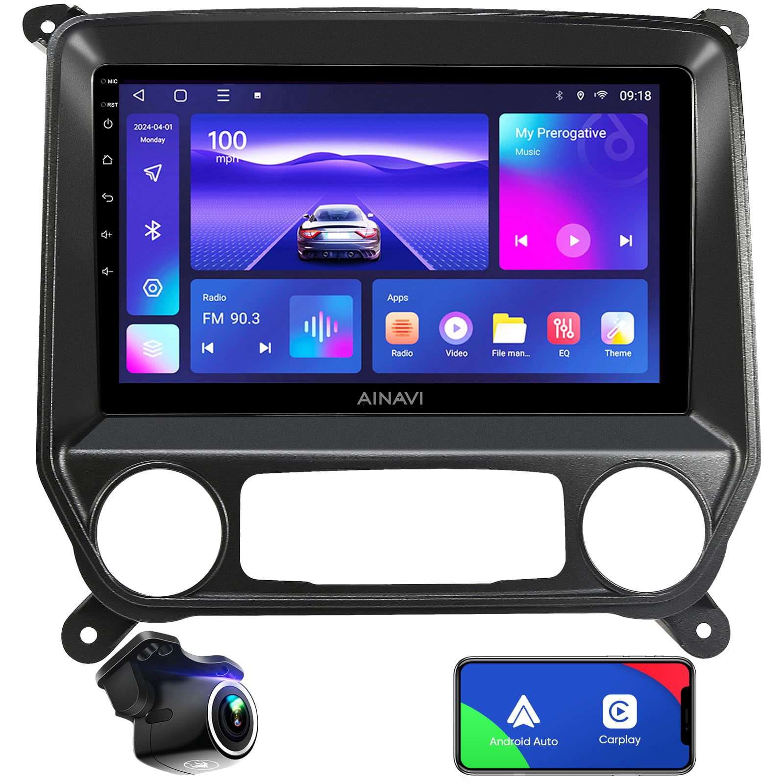 10" Touchscreen Car Stereo For Chevy Silverado/GMC Sierra 2014-2018 - Wireless CarPlay, Android Auto, GPS