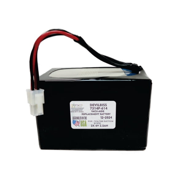 Replacement Rechargeable 12V Sealed Lead Acid Battery Pack for DeVilbiss 7305 7314 Series Vacu-Aide Suction Unit, Battery Size 4" x 2.59" x 2.59", 2.0 lb