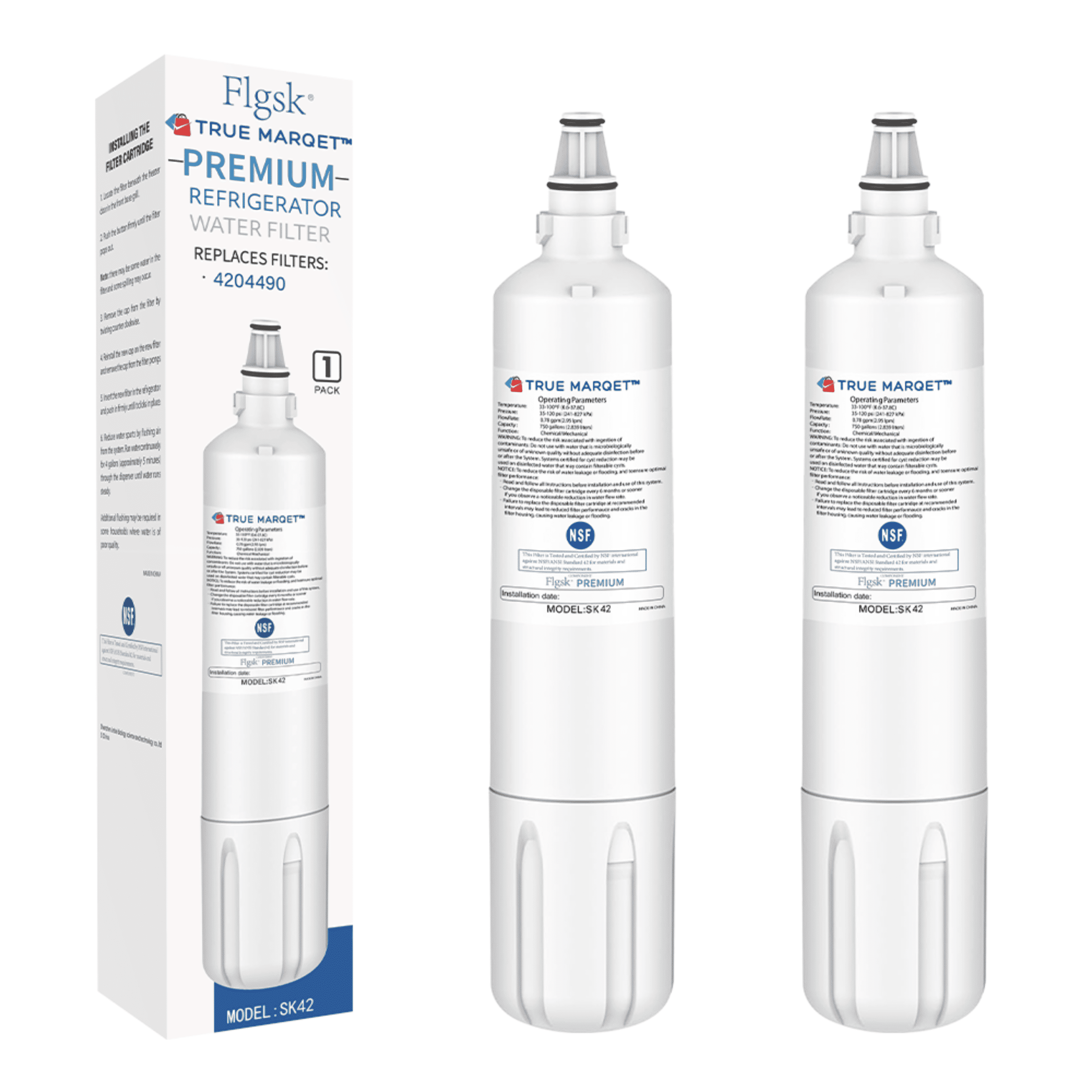 TRUE MARQET 4204490 Refrigerator Water Filter Replacement Cartridge for Sub-Zero 4204490 Compatible With 4290510, InSinkErator F-1000 F-2000, 2-Pack