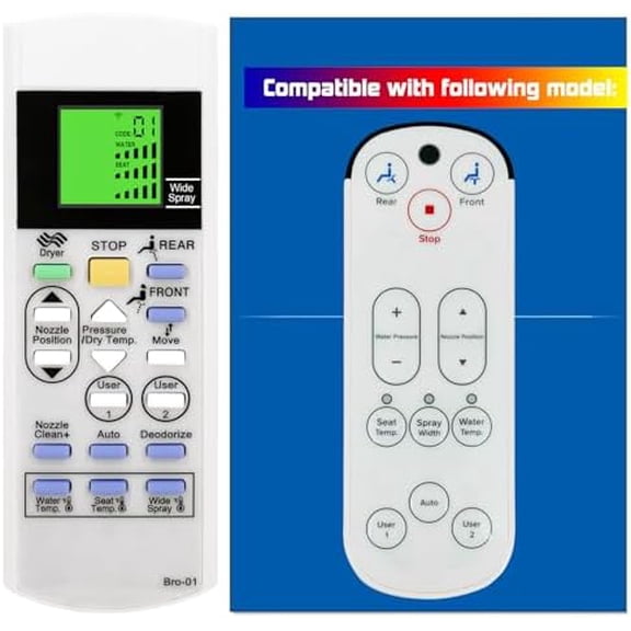 Replacement Remote Control for Brondell Bidet Toilet Seat Swash S1200 (Also Work with S1400 S1000 S900 S300 CL825) with Mounting Bracket, White, B620240102B05(Bro-01_zhijia)$$Tools & Hardware Other