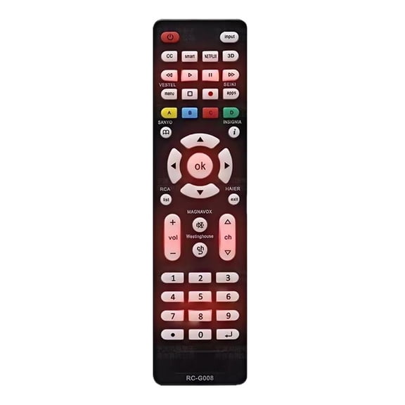 Replacement Remote Control For Televisions With Glowing Night Button And Ergonomic ABS Construction Black