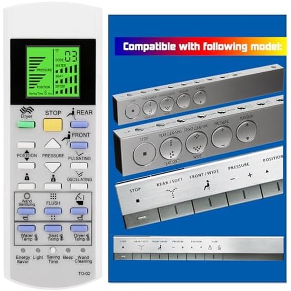 Replacement Remote Control for TOTO Washlet Bidet Toilet Seat SN982MR 750H SN993MX MS993CUMFX TCF993WA MS982 MS952 THU9632 THU9726 CS966TA TCF9683AJ CS966PTA TCF9683AJ MS982CUMG TCF9786WA