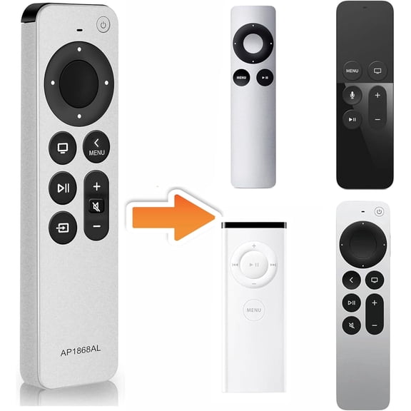 Replacement Remote Control for Apple TV Remote. 1-Year Warranty.