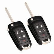 Replacement Remote Key Fob 2-Pack with Built-in Chip Black 5-Button Car Ke for Remote Locking