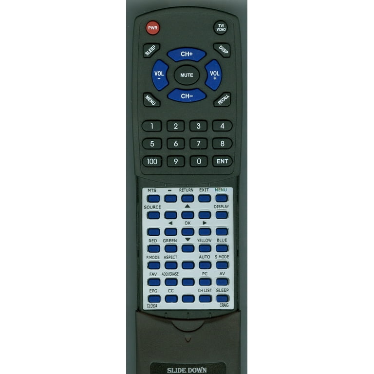 Replacement Remote for CRAIG RTCLC504, CLC504, CLC504E,
