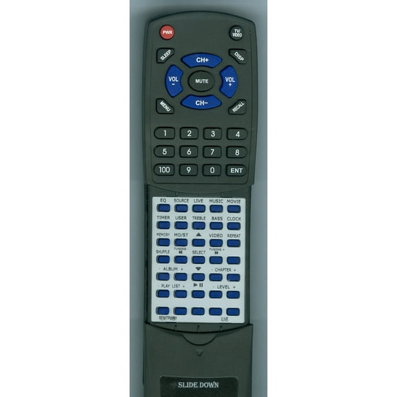 Replacement Remote for ILIVE REM-ITPW891, REMITPW891, RTREMITPW891, ITPW891BRS, ITPW891B