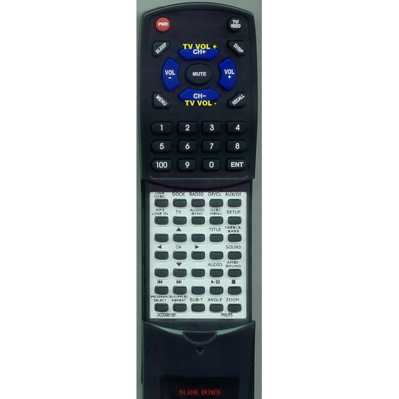 Replacement Remote for PHILIPS 242254901361, RT242254901361, HTS6600, HTS660037