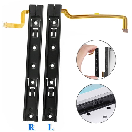 Replacement Right Left L R Slider Rail with Ribbon Cable Fit for Nintendo Switch, TSV Metal Slider Bracket Replacement Part with Flex Cable Fix for Nintendo Switch Console (Left+Right)