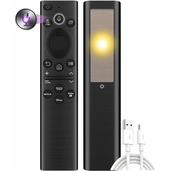 Replacement for Samsung Smart TV Remote, Universal Samsung Solar TV Remote Control 2025-2018, Rechargeable, Fast Charging, Solarcell, Free USB C Cable, Voice, Bluetooth. 2-Year Warranty