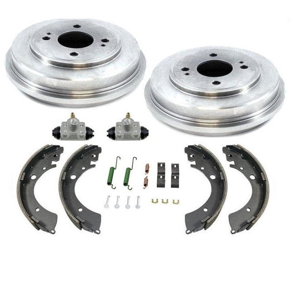Replacement Set of 2 Rear Brake Drums, 4 Rear Brake Shoes, & 2 Rear Wheel Cylinders for 2001-2005 for Civic 1.7L (Except Hybrid) - OE Style Fitment - Part# 35096, B576, 118.40003, 135.40110, 135.40109