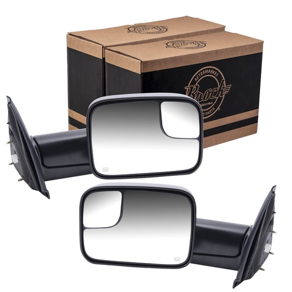 Brock Power Mirror for 2002-2008 Ram 1500 7X10 Flip-Up Trailer Tow Package Heated Manual Fold Set