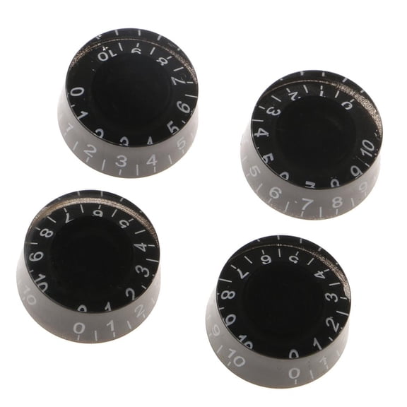 Replacement Set Of 4 Black Volume Control Knobs With White Scale For LP Electric Guitar Parts