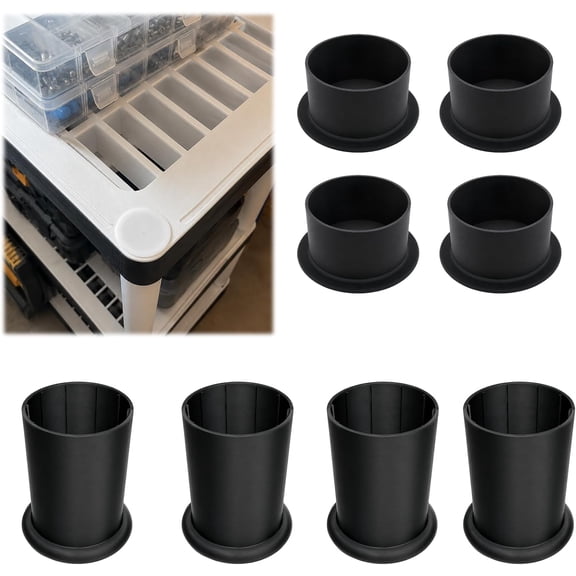 Replacement Shelf Feet and End Caps Compatible with HDX Tier Plastic Shelving, Snap-in Storage Rack Foot Caps for Garage and Home Utility Shelves, 4 Sets