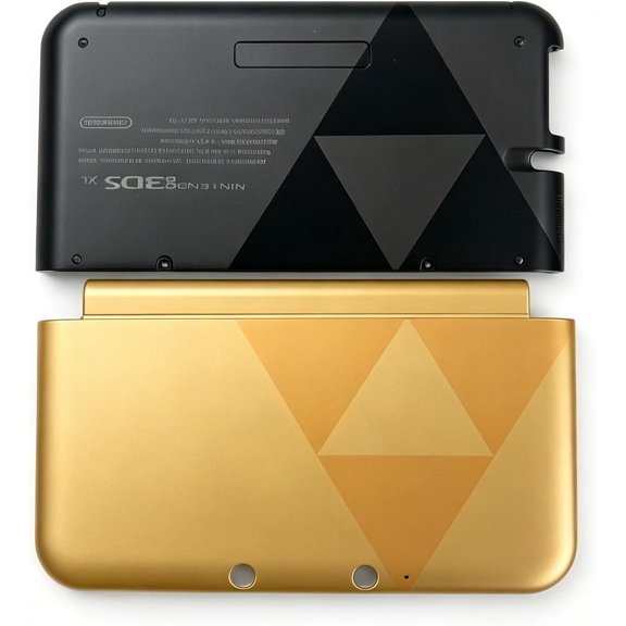Replacement Shell for Nintendo 3DS XL (USA Old Model, SPR-001), Minimalist Black Gold Protective Case, Precise Cutouts Custom Housing, Retro Gaming Style Handheld Console Replacement Cover