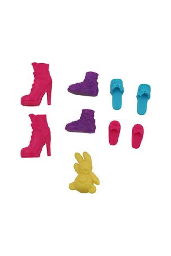 Replacement Shoes for Barbie Sisters Family Camper Y0744 - Includes 2 Pink Boot Shoes, 2 Purple Boots, 2 Pink Flip Flops, 2 Blue Flip Flops and 1 Teddy Bear