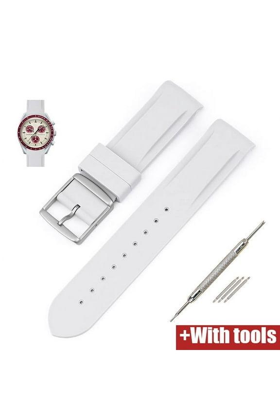 Replacement Silicone Watch Band Compatible With Omega X Swatch Speedmaster MoonSwatch Curved Interface Rubber Strap Men Women 20mm Waterproof Sports Watch Accessorie