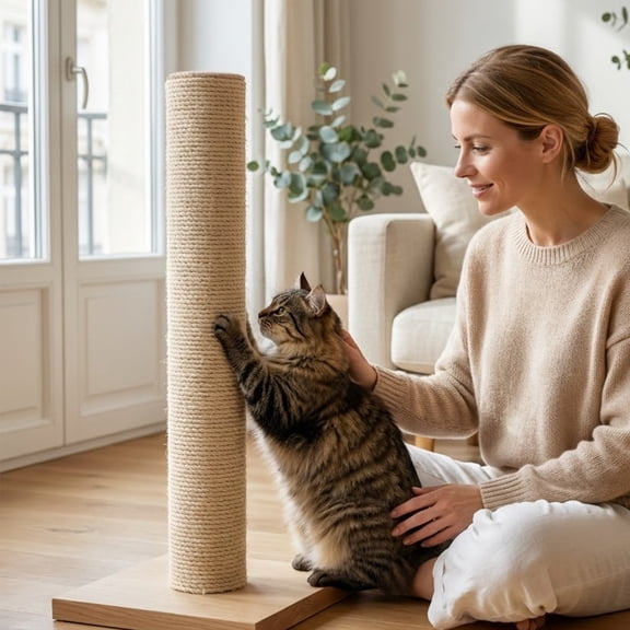 Replacement Sisal Cat Scratching Post for DIY Cat Furniture Durable Natural Rope Scratching Pole for Cages Trees and Indoor Pet Play Areas, Beige 13x3.2 inch