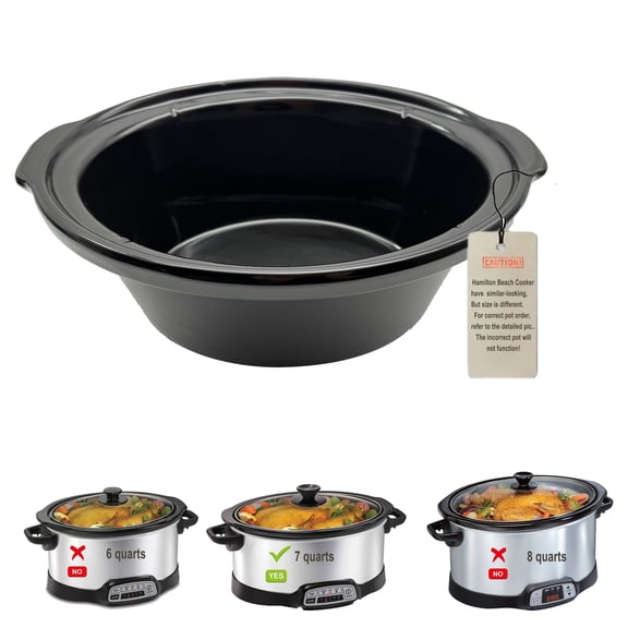 Replacement Slow Cooker Oval Ceramic Pot, replacement stoneware, Only Compatible For Hamilton Beach slow cooker replacement parts, 7Quarts slow cooker 33473/33474/33172 (7 quart)