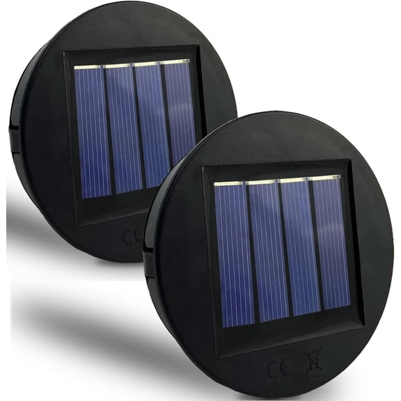 Replacement Solar Light Parts, 2 Pack Solar Lights Replacement Top, 8 lumens Solar Light Inserts for Lanterns, Waterproof Battery Box Top DIY Outdoor Garden Patio Decor, Warm Yellow, 3.15inches