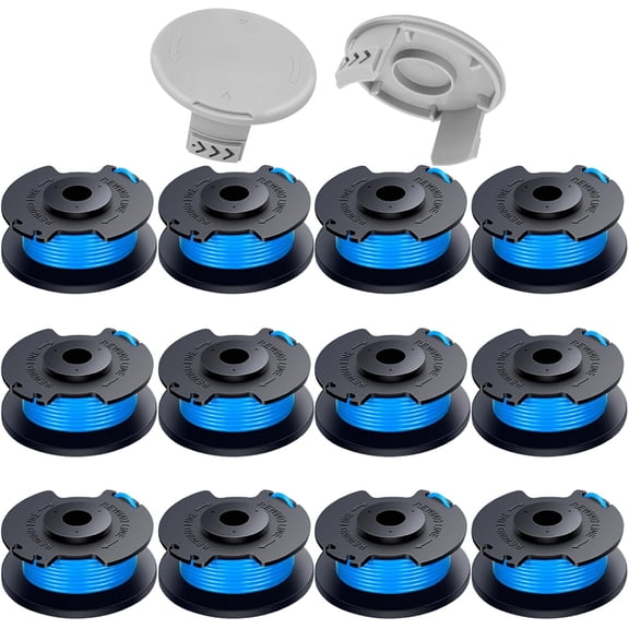 Replacement Spool for Weed Wacker String, 0.065'' 11Ft Auto-Feed Line, Compatible with AC14RL3A 18V 24V 40V Cordless Trimmers (12 Spools + 2 Caps)