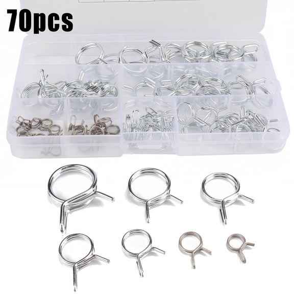 Replacement Spring clamps 70Pcs Set Double Wire Hose Tube Stainless steel A2389 Assortment Automobiles Motorcycles Car Auto Fuel Line Clamp Kit