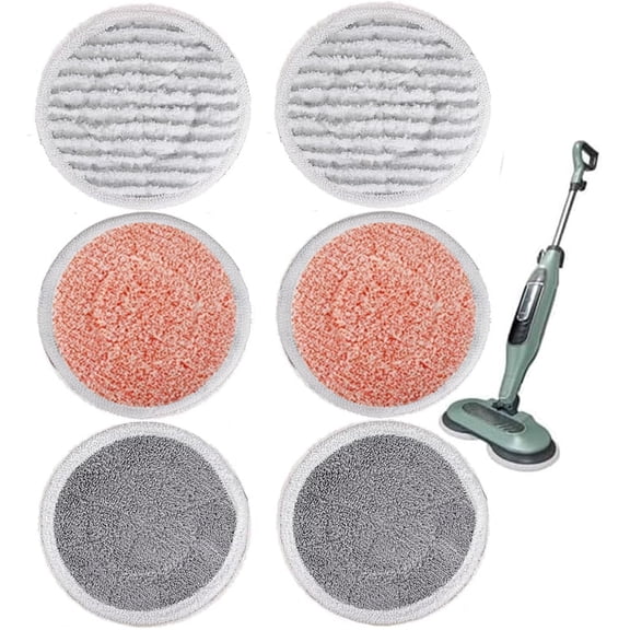 Replacement Steam Mop Pads for Shark S7000AMZ / S7001 Steam Mop, Reusable Steam & Scrub Cleaning Pads, Scrubbing and Sanitizing Rotating Power Pads (2 Twist Pads+2 Scrubby Pads+2 Heavy Scrub Pads)
