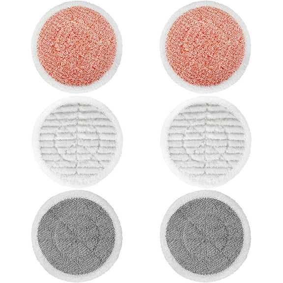 Replacement Steam Mop Pads for Shark S7000AMZ / S7001 Steam Mop, Reusable Steam & Scrub Cleaning Pads, Scrubbing and Sanitizing Rotating Power Pads (2 Twist Pads+2 Scrubby Pads+2 Heavy Scrub Pads)