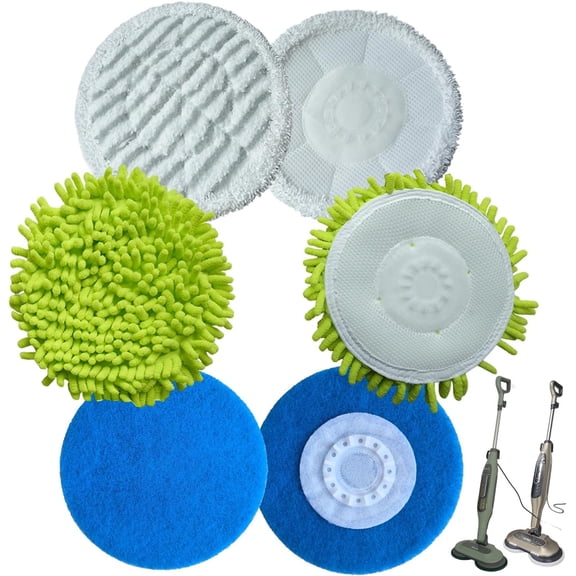 Replacement Steam Mop Pads for Rotating Steam and Scrub Mops Frosted Pad with Serrated Locator Ring 6 Pack Color Assorted