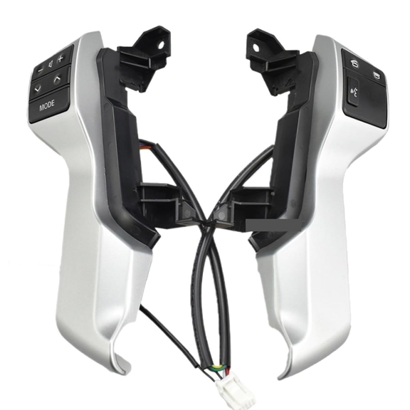 Replacement Steering Wheel Control Buttons With Wire Cable For Toyota Land Cruiser Prado 2015-2017,Steering Pad Audio Cruise Remote Control Switch With Extension Wire-silver