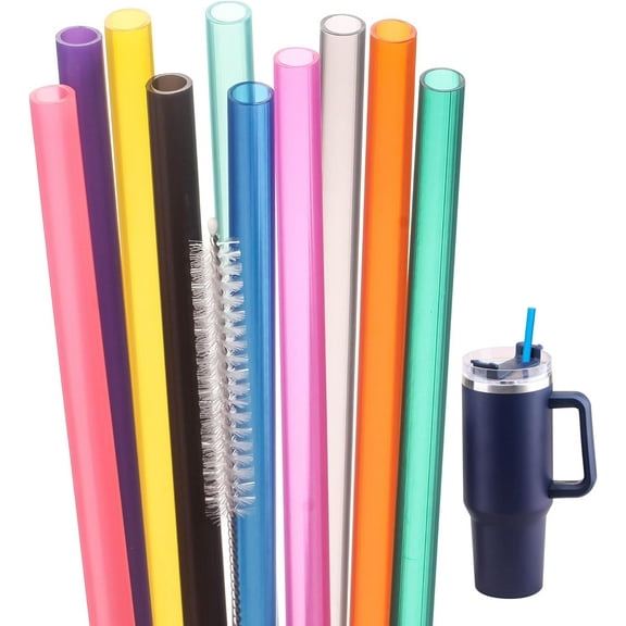 Replacement Straw for Stanley|Owala|Simple Modern 40oz 30oz Tumbler,10 Pack 12 Inch Reusable With Cleaning Brush for Stanley Cup Accessorie,BPA Free,Dishwasher Safe (Mix Color)