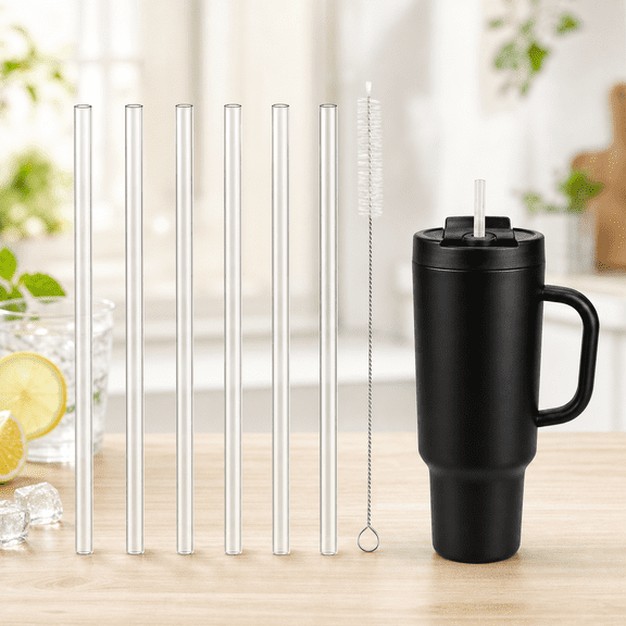 Replacement Straws Compatible With TAL 40oz Stainless Steel Tumbler, with 1 Brush (Pack of 6)