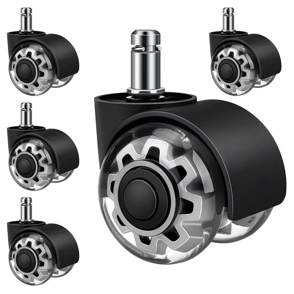 Office Chair Wheels Set of 5, Heavy-Duty Seat Casters Replacement Support 2200lbs, 2 Inch Universal Fit (Black)