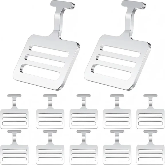 Replacement T-Hooks for Football Shoulder Pads, Stainless Steel Shoulder Pad Attachment Clips, Silver, Pack of 12
