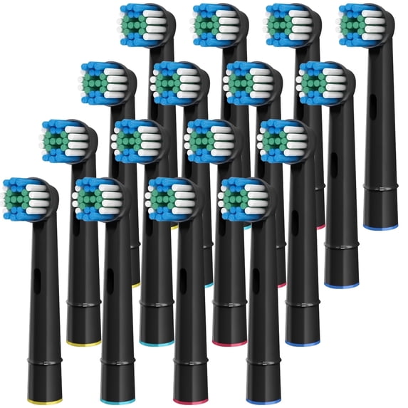 Replacement Toothbrush Heads Compatible with Braun Oral B, Smart Electric Toothbrush Heads, 16 Pcs (Black)