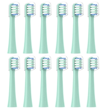 Replacement Toothbrush Heads Compatible with Colgate Hum Connected Smart Battery Toothbrush Refill Head, Teal, 12 Pack,Green