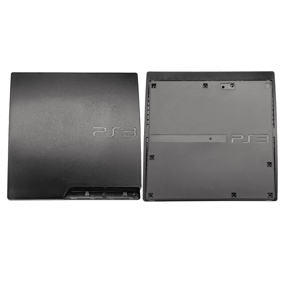 Replacement Top & Bottom Housing Compatible With PlayStation 3 Slim (Black)