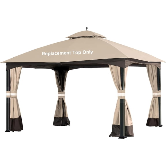 Replacement Top for 10x12 FT Gazebo Massillon Biscayne,Cabin-Style L-GZ933PST,Turnberry L-GZ933PCO-L,Tuscany L-GZ933PST-K (Light Beige Ripstop)
