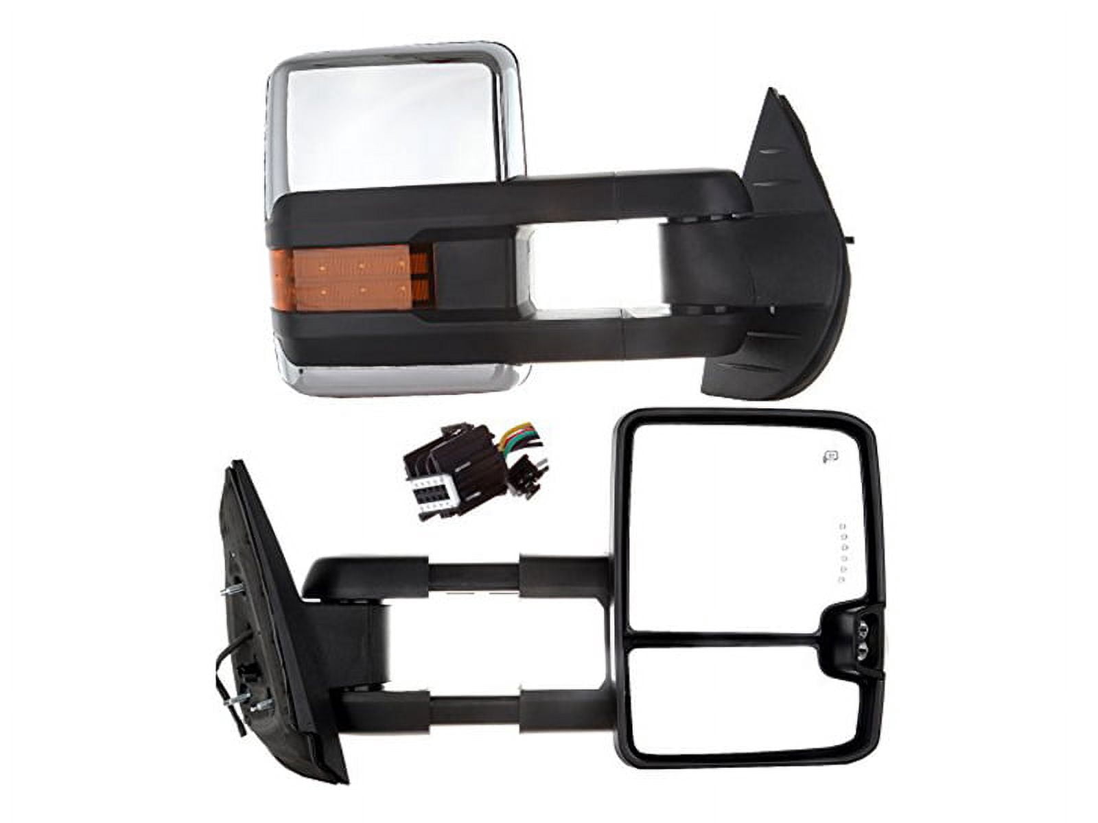 Replacement Towing Mirrors for 07 13 Silverado Sierra Truck Chrome Power Heat Signal Clearance