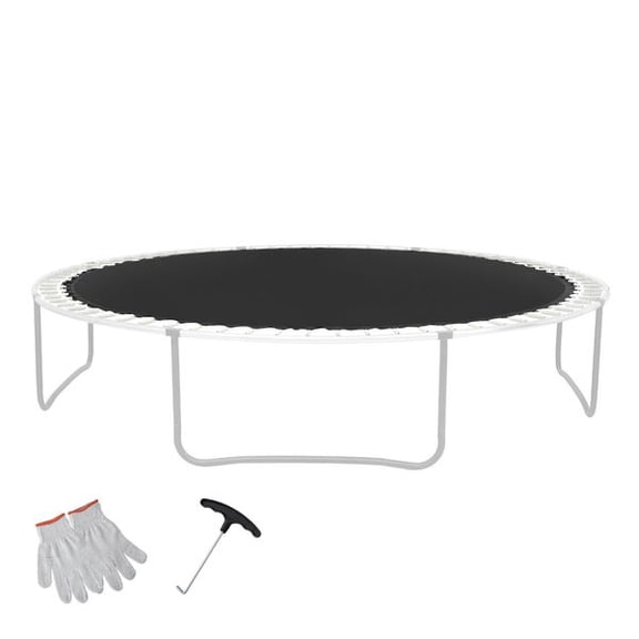 Replacement Trampoline Mat for 14ft Round Frame, UV-Resistant Jumping Mat with V-Rings & Spring Tool, Fits 6.5"-7" Spring Length