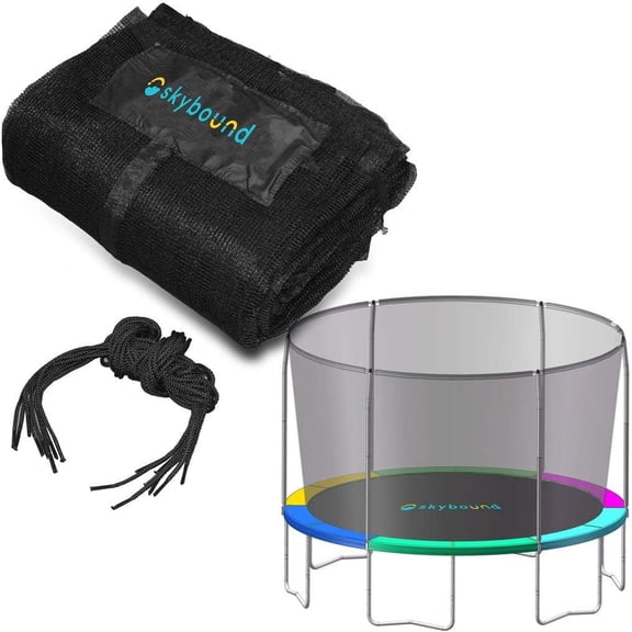 Replacement Trampoline Safety Net Enclosure for 15ft Frame - Black Top Ring System with 6 Poles