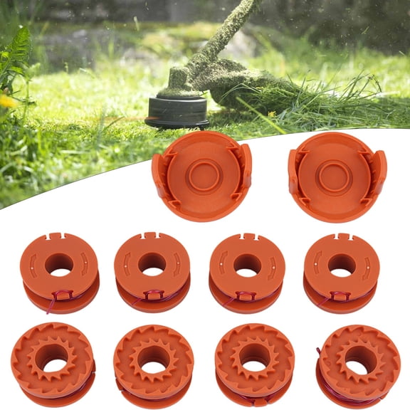 Replacement Trimmer Spool Line WA0010 With Cap WA6531 For Worx WG150 WG151 WG154 WG163 WG175 WG180 String Trimmers Auto Feed 0.065 Inch Diameter 10 Feet Length(8+2)