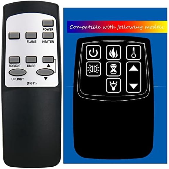 Replacement for Twin Star Home Decorators Collection Duraflamee Electric Fireplace Stove Heater Infrared Remote Control 36HF100GRG 36HF100GRG-01 47HF100GRG 47HF100GRG-01 36II100GRG 47II100GRG (T-B11)