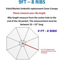 Replacement Umbrella Canopy for 9ft 8 Ribs Burgundy RED (Canopy )