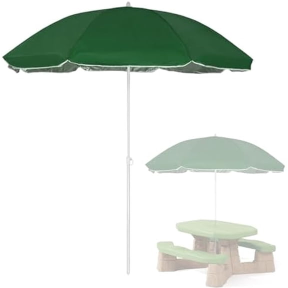 Replacement Umbrella Compatible with Step 2 Picnic Table, Portable Picnic Outdoor Sunshade, Durable Patio Umbrella for Camping, Beach and Garden