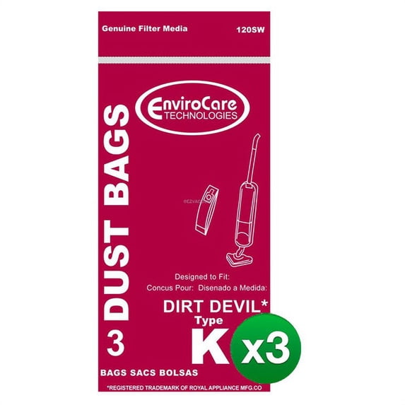 Replacement Vacuum Bag For Envirocare 3320230001 / 120SW (3-Pack)