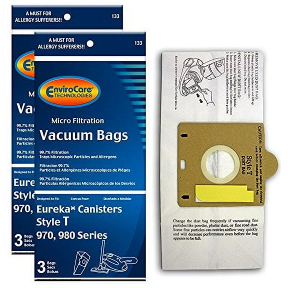 Replacement Vacuum Bag for Eureka 133 61555A6 61555 Style T Canister 970 980 (2)