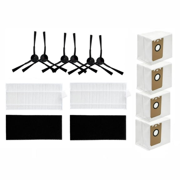 Replacement Vacuum Parts Kit with 4 Filters, 6 Side Brushes, 4 Dust Bags for Ionvac for SmartClean V4 for RoboVac Model 7997, Accessories for Deep Carpet and Fine Dust Cleaning